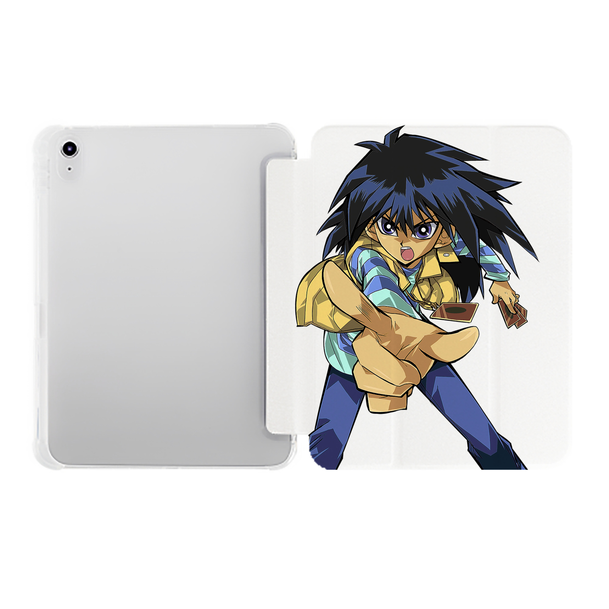 （画像用） 遊☆戯☆王 Yu-Gi-Oh! IPad ケース ペン収納付き 三つ折りスタンド PUレザー×シリコン 対応機種9.5/10.5/10.9インチ